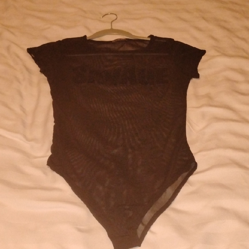Fashion Nova Women's Black Sheer "Savage" Bodysuit